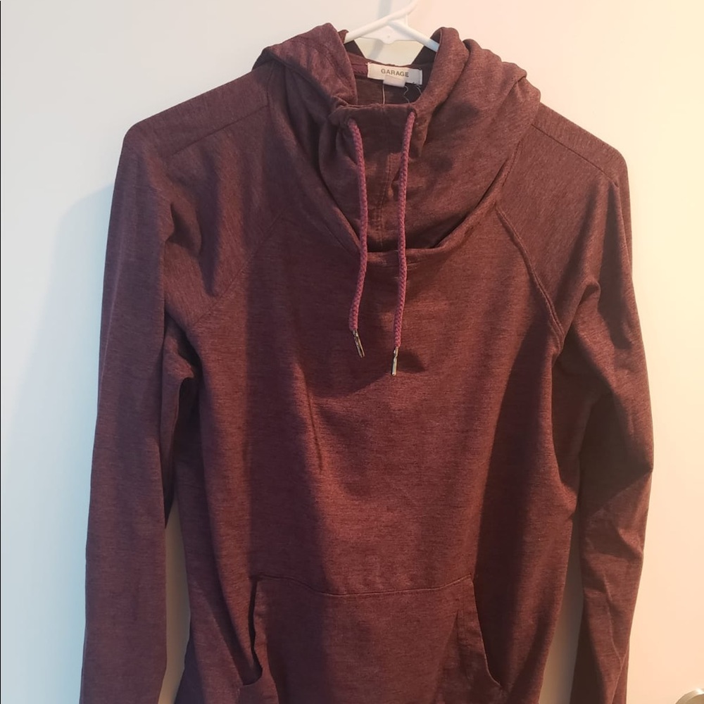 Garage maroon shawlneck hooded sweater